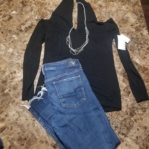 Open back long sleeve shirt